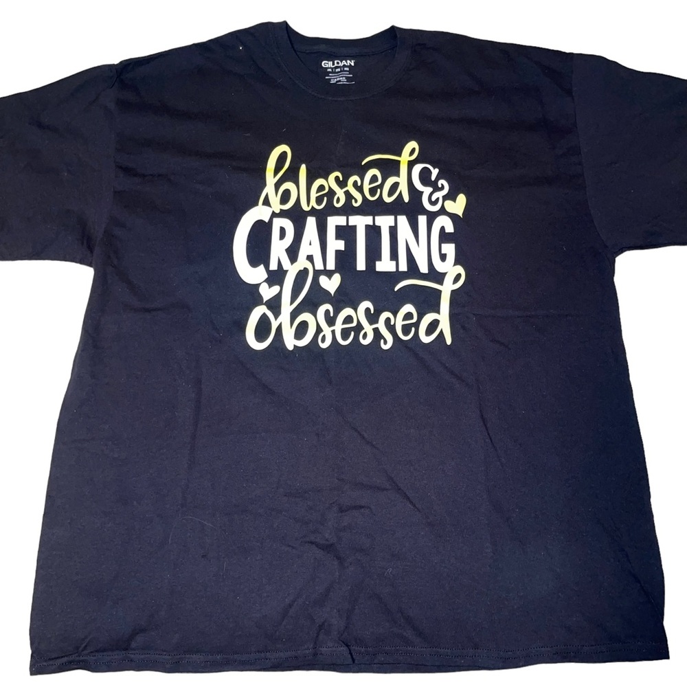 NWOT Gildan Women’s Short Sleeve Graphic T-Shirt Blessed & Crafting Obse…
